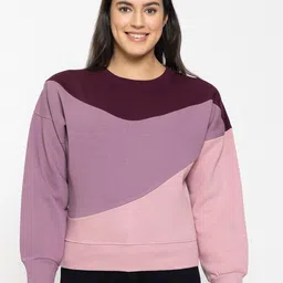 FEMEA Women Colourblocked Fleece Sweatshirt-image-36