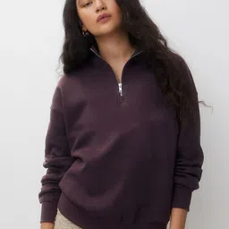 MISCHIEF MONKEY Mock Collar Drop Shoulder Zip Detail Pullover Sweatshirt-picture-45
