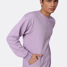 Bewakoof Men Purple Cotton Diagonal Pocket Sweatshirt-picture-38