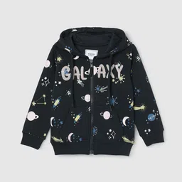 max Girls Typography Printed Hooded Front-Open Sweatshirt-image-79