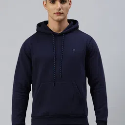 SPORTO Navy Blue Hooded Cotton Pullover Sweatshirt-image-111