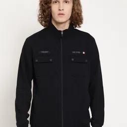 Octave Men Navy Blue Mock Collar Sweatshirt-picture-3
