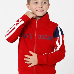 KATE & OSCAR Boys Printed Mock Collar Front-Open Cotton Sweatshirt-image-55