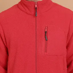 HIGHLANDER Red Mock Collar Front-Open Sweatshirt image 2