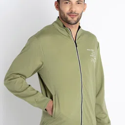 Status Quo Front Open Mock Collar Cotton Sweatshirt image 3