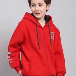 Monte Carlo Boys Typography Printed Hooded Front Open Sweatshirt image 3
