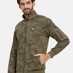 Octave Camouflage Printed Mock Collar Fleece Front Open Sweatshirt image 4