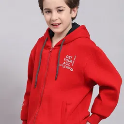 Monte Carlo Boys Typography Printed Hooded Front Open Sweatshirt image 4