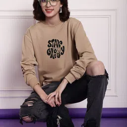 Imsa Moda Typography Printed Drop Shoulder Sleeves Oversized Pullover image 2