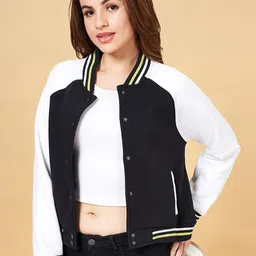 People Colourblocked Mock Collar Front Open Sweatshirt image 2
