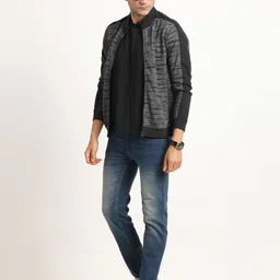 Turtle Self Design Mock Collar Long Sleeves Pure Cotton Front-Open Sweatshirt image 2