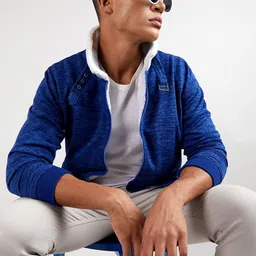 Campus Sutra Long Sleeves Mock Collar Cotton Front-Open Heathered Front-Open Sweatshirts-image-23