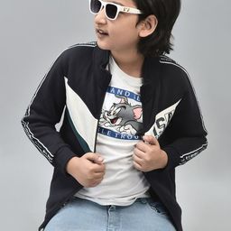 Crimsoune Club Boys Colourblocked Mock Collar Pullover Sweatshirt-picture-1