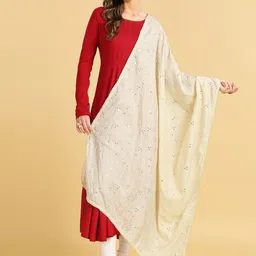 Dupatta Bazaar Embroidered Mirror Work Pure Cotton Dupatta image 1