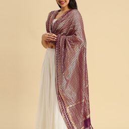 Dupatta Bazaar Woven Design Zari Dupatta image 4