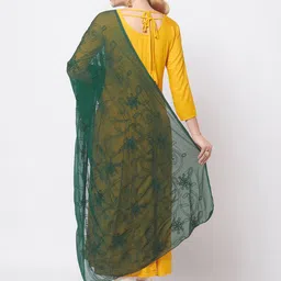 Dupatta Bazaar Green Embroidered Dupatta image 5