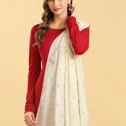 Dupatta Bazaar Embroidered Mirror Work Pure Cotton Dupatta image 5
