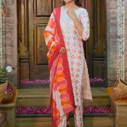 Libas Printed Regular Sequinned Kurta with Trousers & Dupatta image 1