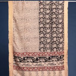 Taavi Hand Block Printed Kalamkari Dupatta with Zari image 4