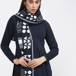 Vishudh Navy Blue & White Printed Dupatta-2