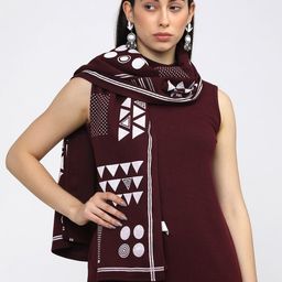 Vishudh Women Maroon & White Printed Dupatta-picture-34