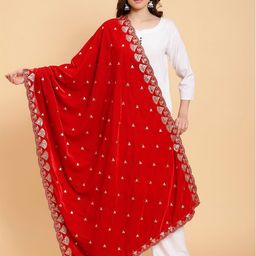Moda Chales Embroidered Sequined Velvet Dupatta-image-72