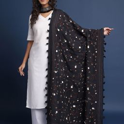 Taavi Embroidered Tasselled Border Dupatta-image-80