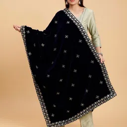 Moda Chales Embroidered Sequinned Velvet Dupatta-picture-10
