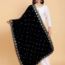 Moda Chales Ethnic Motifs Embroidered Velvet Dupatta With Sequinned-picture-17