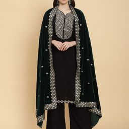 Moda Chales Embroidered Sequined Velvet Dupatta-27