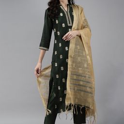 Indo Era Beige Striped Art Silk Dupatta-picture-56