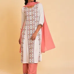 W Orange & Pink Pure Cotton Dupatta-44