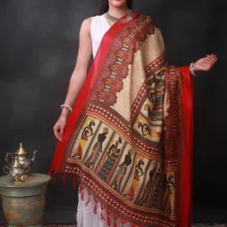 Exotic India Ethnic Motifs Printed Satin Batik Dupatta-13