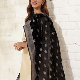 Fabindia Ethnic Motifs Embroidered Cotton Silk Dupatta-image-39