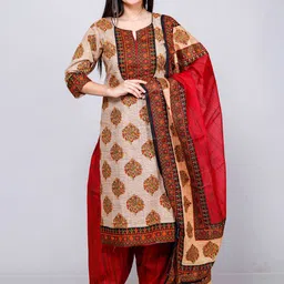 Jevi Prints Ethnic Motifs Printed Pure Cotton Kurta with Patiala & Dupatta-picture-12