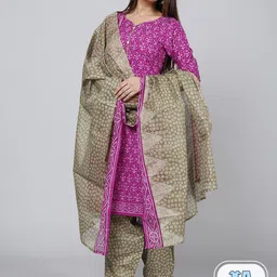 Jevi Prints Women Ethnic Motifs Printed Pure Cotton Kurta with Patiala & Dupatta-51