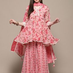 Biba Floral Printed A-Line Kurta & Sharara With Dupatta-3