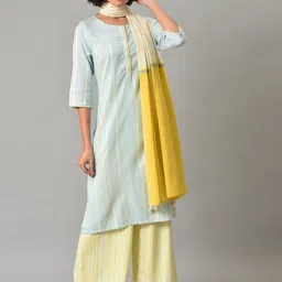W Women Geometric Printed Kurta with Palazzos & Dupatta-9