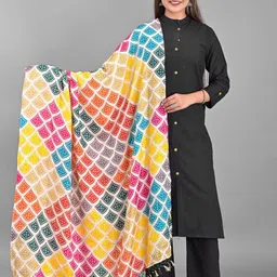 Apratim Yellow & Blue Printed Bandhani Dupatta-34
