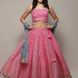 Biba Ethnic Motifs Printed Ready to Wear Lehenga & Blouse With Dupatta-10