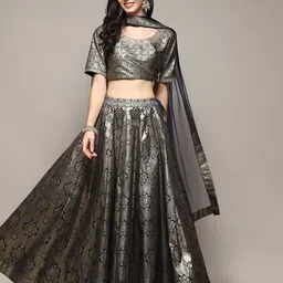 Biba Woven Design Zari Ready to Wear Lehenga & Blouse With Dupatta-picture-15