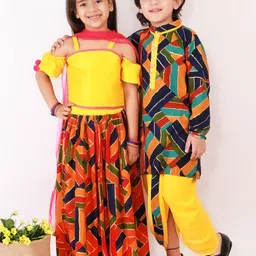 KID1 Girls Yellow & Orange Ready to Wear Lehenga & Blouse With Dupatta-picture-26