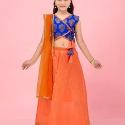 Aarika Girls Ethnic Motifs Woven Design V-Neck Lehenga Choli & Dupatta-16