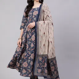 Nayo Floral Printed Pure Cotton Kurta with Trousers & Dupatta-image-32