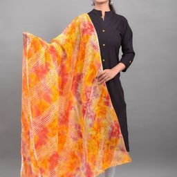 Apratim Orange & Pink Printed Leheriya Dupatta-13