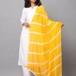 HELLA FASHIONS Striped Leheriya Chiffon Dupatta-22