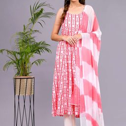 Aspriya Floral Printed Shoulder Straps Sleeveless Kurta with Trousers & With Dupatta-image-61