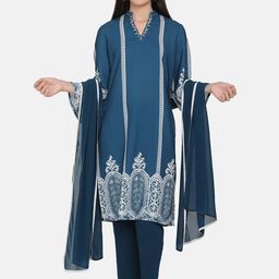 FFU Ethnic Motifs Embroidered Straight Kurta with Trousers & With Dupatta-22