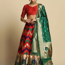 LeeliPeeri Designer Foil Print Semi-Stitched Lehenga & Unstitched Blouse With Dupatta-picture-56