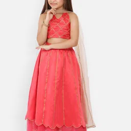 Nauti Nati Girls Embellished Ready to Wear Lehenga & Blouse With Dupatta-image-11